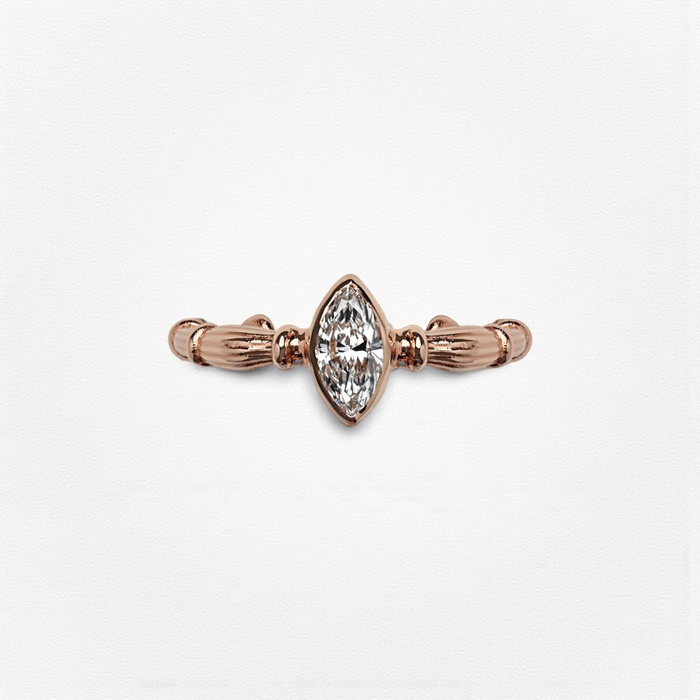 Column Marquise Rose Gold Ring With Lab. Diamond