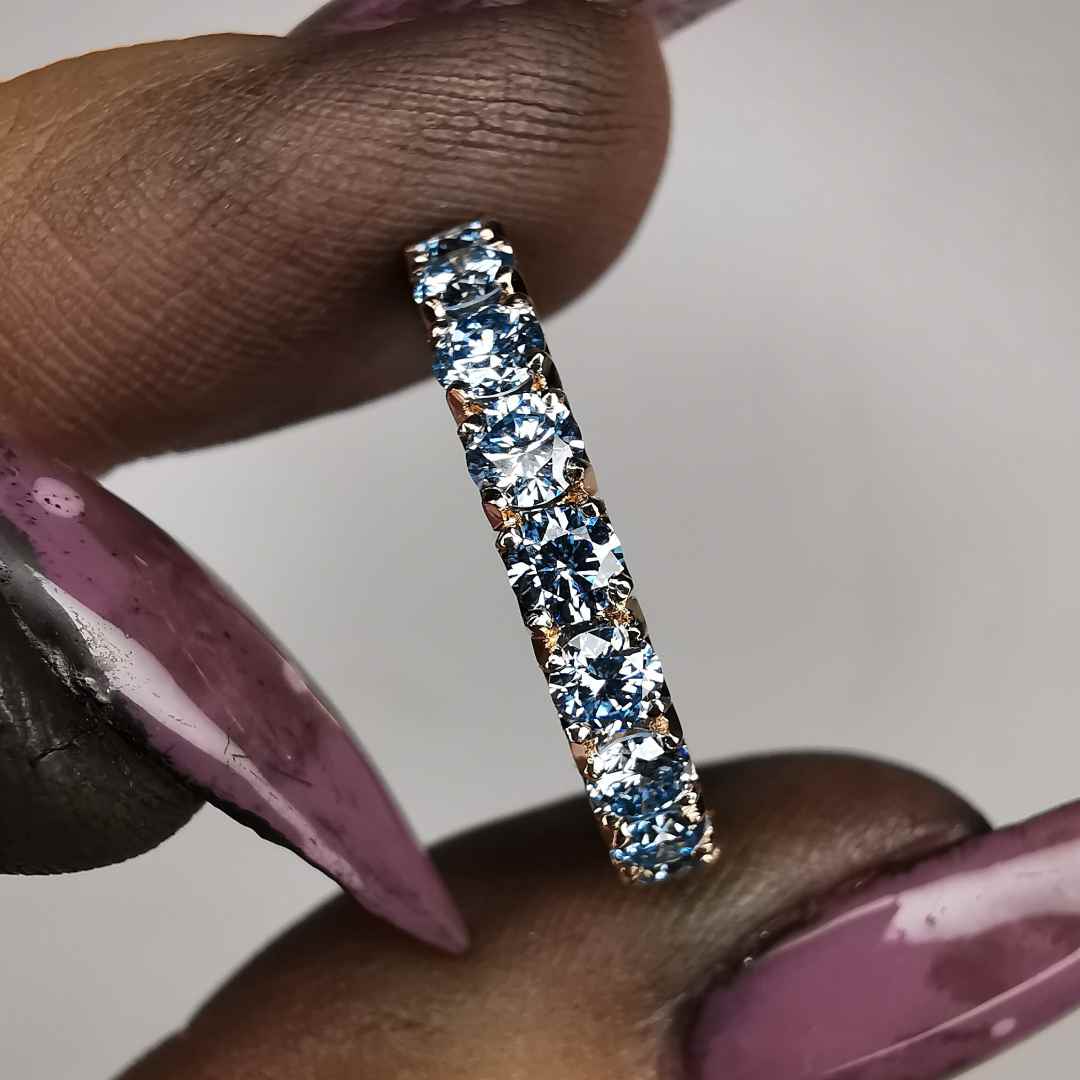Rose Gold 1/2 Eternity Ring With 3mm Lab. Diamonds