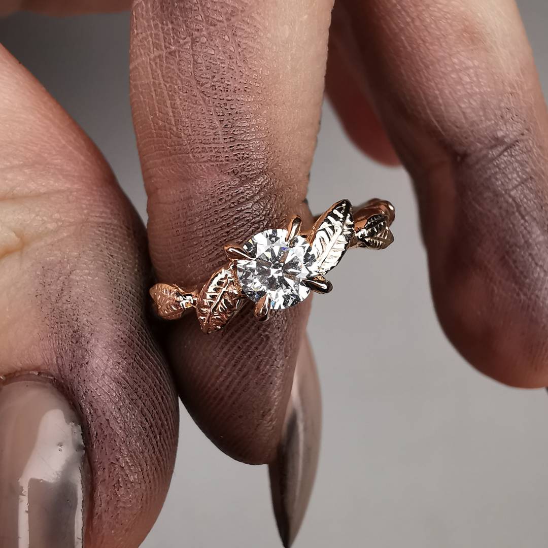 Rose Gold Forest Ring With Lab. Diamonds