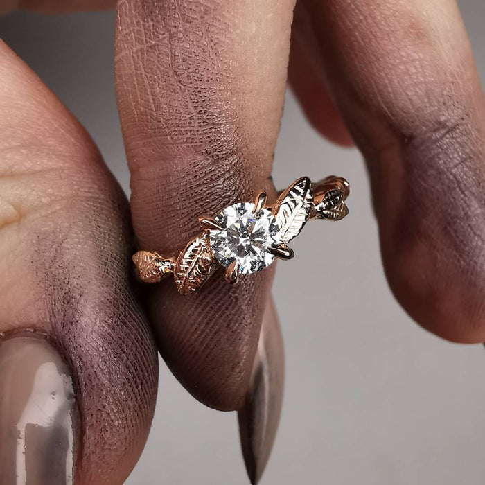 Rose Gold Forest Ring With Lab. Diamonds