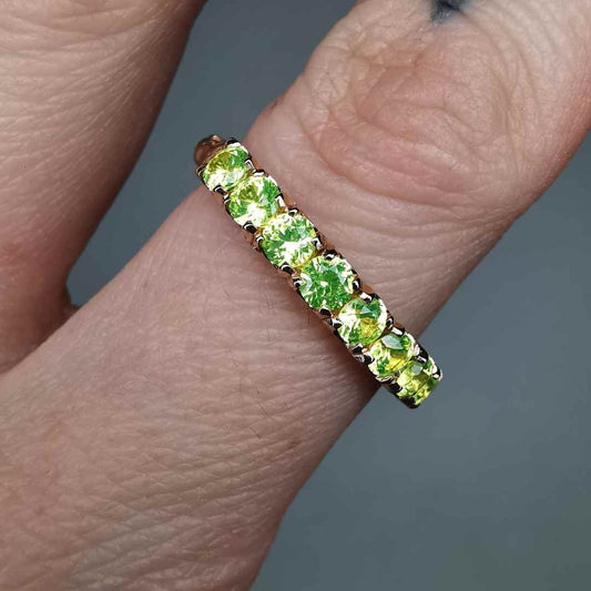 1/2 Eternity Rose Gold Signature Ring With  Lu Ag Lab. Garnets