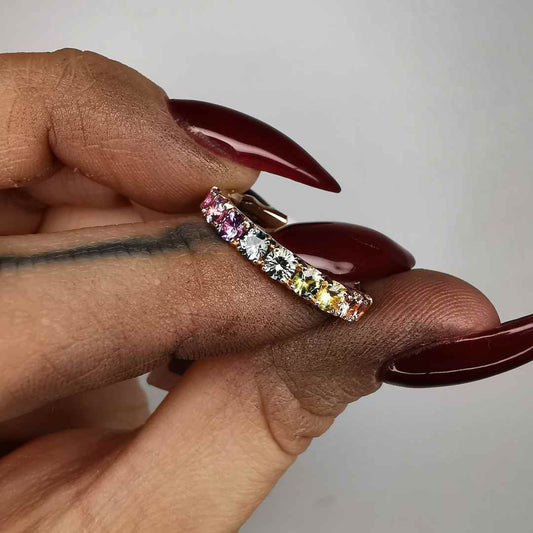 Rose Gold 1/2 Eternity Band Ring With Different Color Sapphires