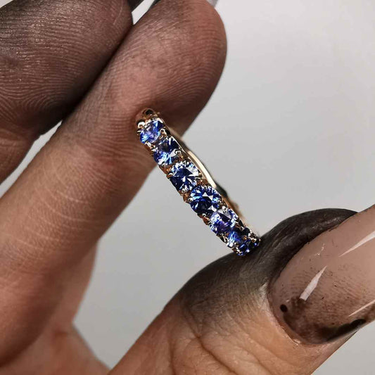 1/2 Eternity Rose Gold Ring With 3mm Sapphires