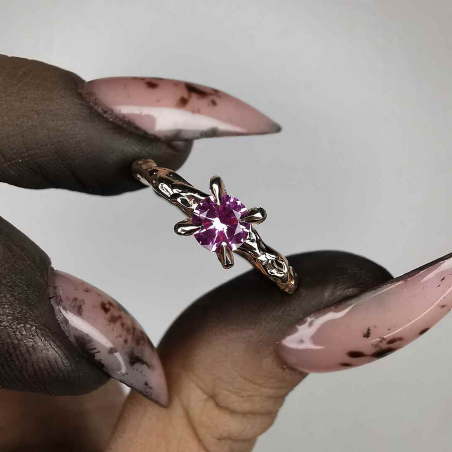 Rose Gold Ring With purple Sapphire