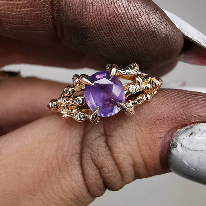 Rose Gold Signature Ring With Natural Sapphire & Diamonds