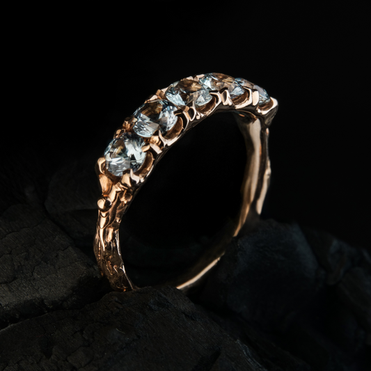 Rose Gold 1/2 Eternity Band Ring With Sapphires