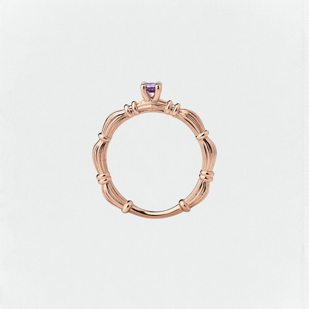 Column IV Yellow Gold Rings With 3.5mm Sapphires and Lab. Diamond