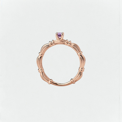 Column IV Raudono Aukso Žiedas Su 3.5mm Safyru