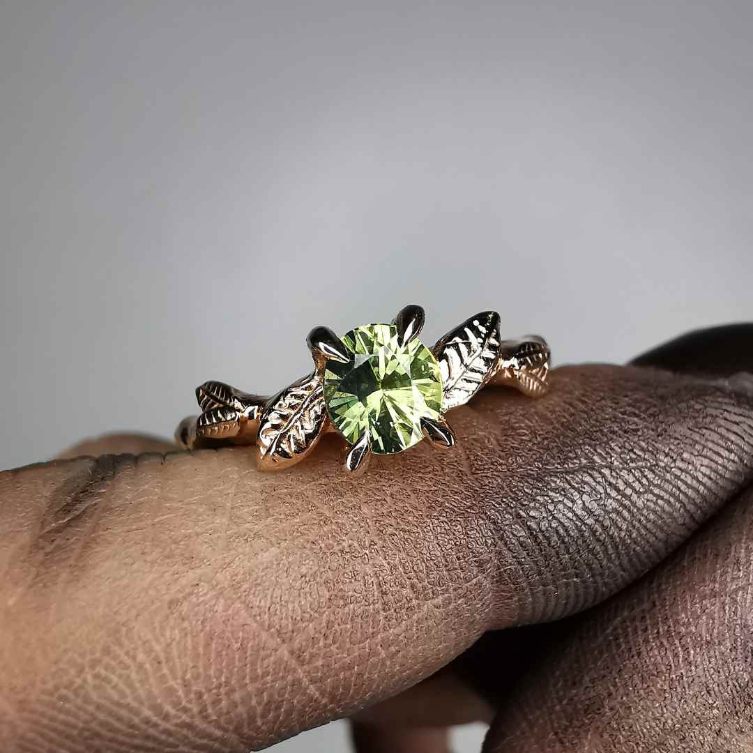 Rose Gold Forest Signature Ring With Sapphire