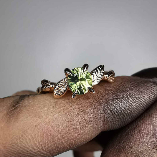 Rose Gold Forest Signature Ring With Sapphire