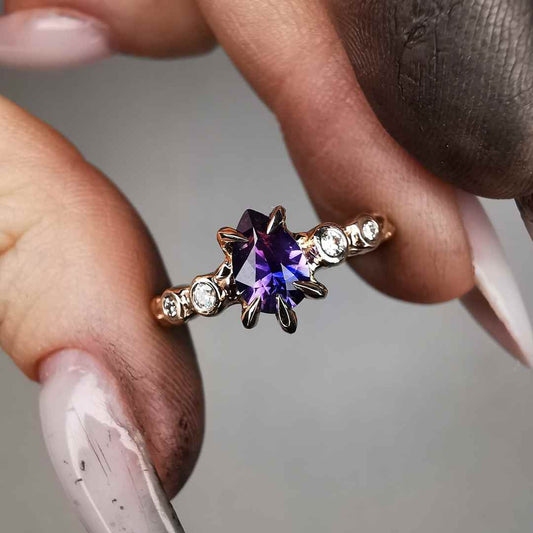 Rose Gold Signature Ring With Sapphire & Diamonds