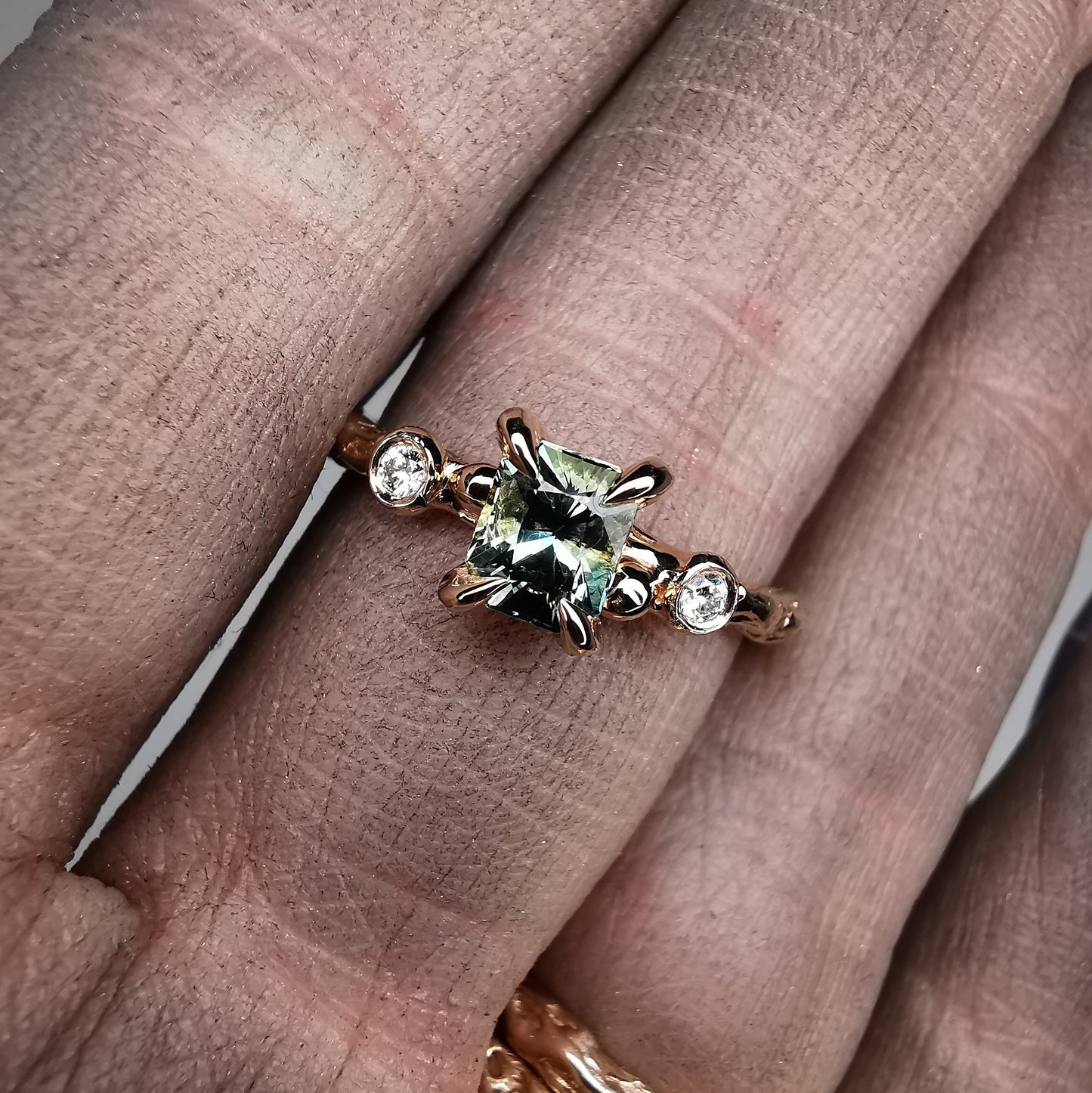 Rose Gold Signature Ring With Sapphire And Natural Diamonds