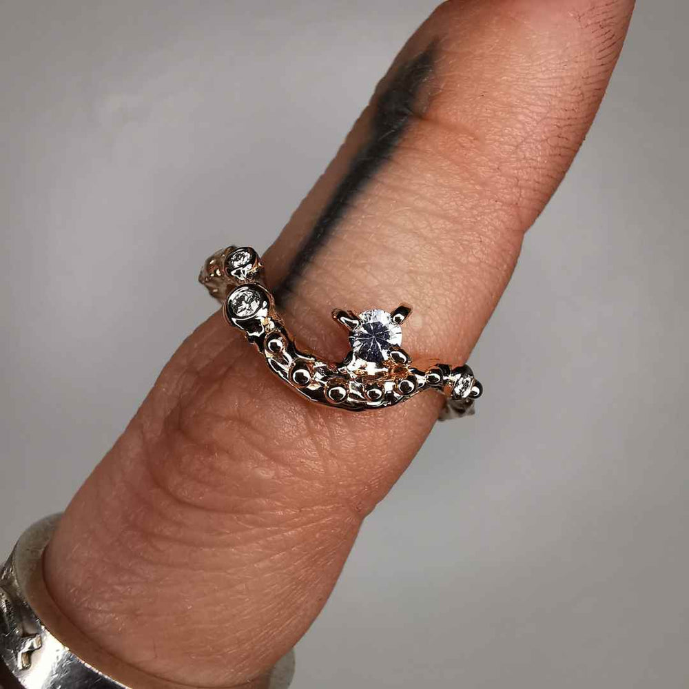 Rose Gold Signature Ring With Sapphire & Diamonds