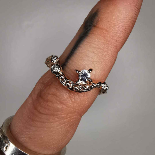 Rose Gold Signature Ring With Sapphire & Diamonds