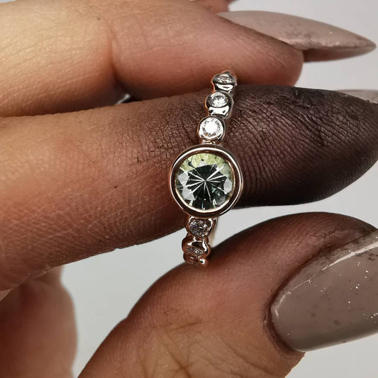 Rose Gold Ring With Sapphire & Diamonds