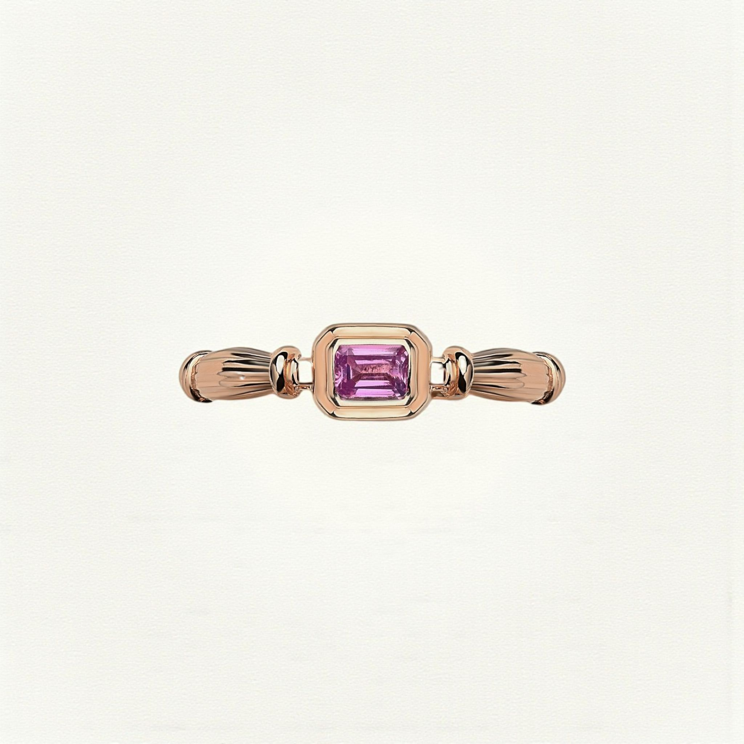 Rose Gold Column Midi Ring With 3mm Sapphire