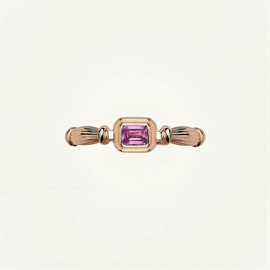 Rose Gold Column Midi Ring With 3mm Sapphire