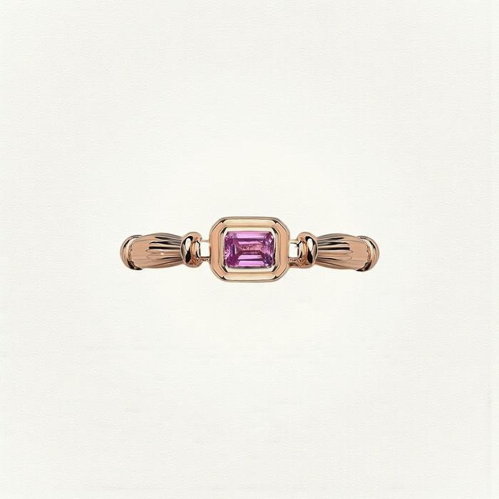 Rose Gold Column Midi Ring With 3mm Sapphire