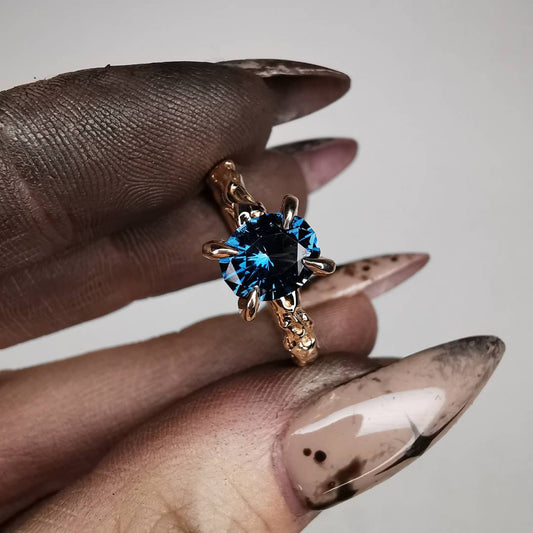 Rose Gold Signature Ring With Topaz