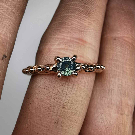 Rose Gold Signature Ring With Opalescent Sapphire