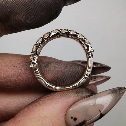 Column I/2 Eternity Rose Gold Ring With 3mm Champagne Diamonds