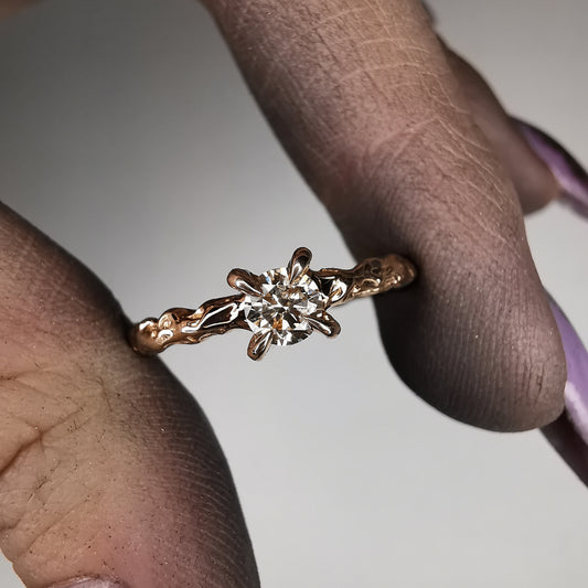 Rose Gold Signature Ring With Natural Champagne/ Cognac Diamond