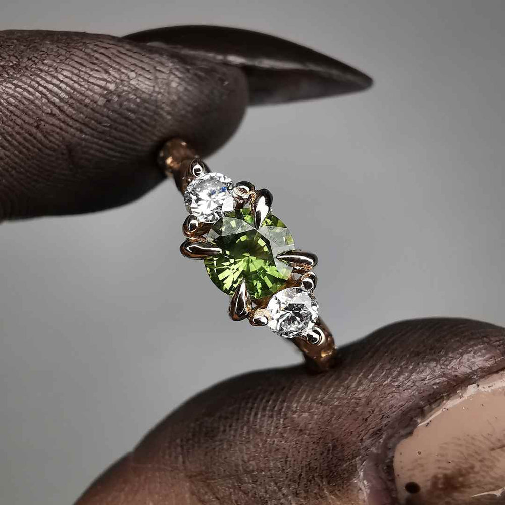 Rose Gold Signature Ring With Sapphire & Lab. Diamonds