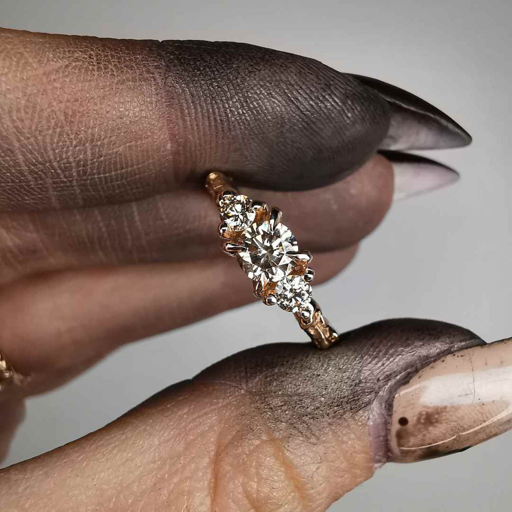 Rose Gold Ring With Natural  Cognac Diamond