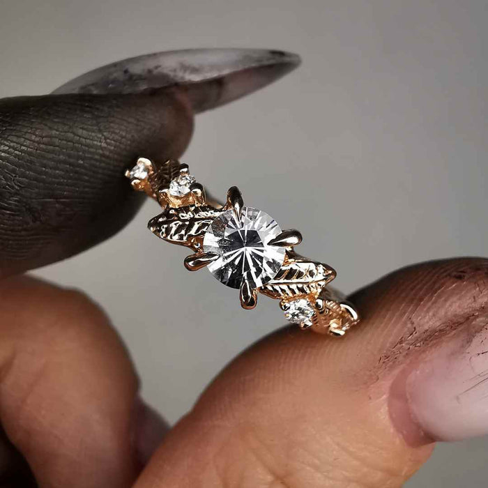 Rose Gold Signature Ring With Sapphire & Diamonds