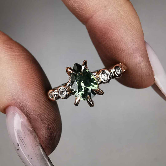 Rose Gold Signature Ring With Sapphire & Diamonds