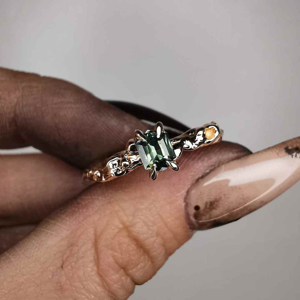 Rose Gold Signature Ring With Sapphire