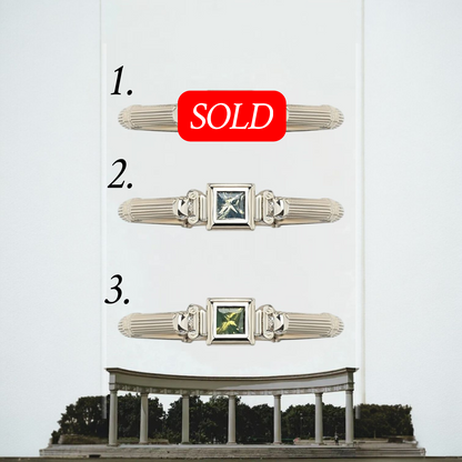 White Gold Column Princess Ring With 3mm Sapphires