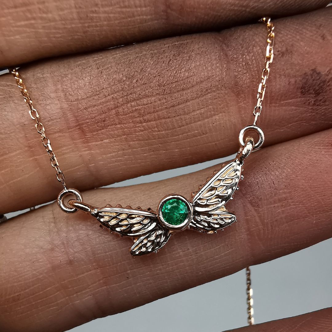 Rose Gold Signature Pendant With Emerald