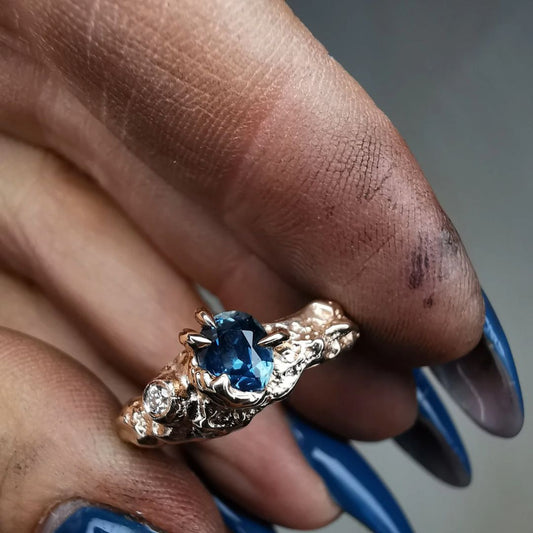 Rose Gold Sapphire & Lab. Diamond Ring