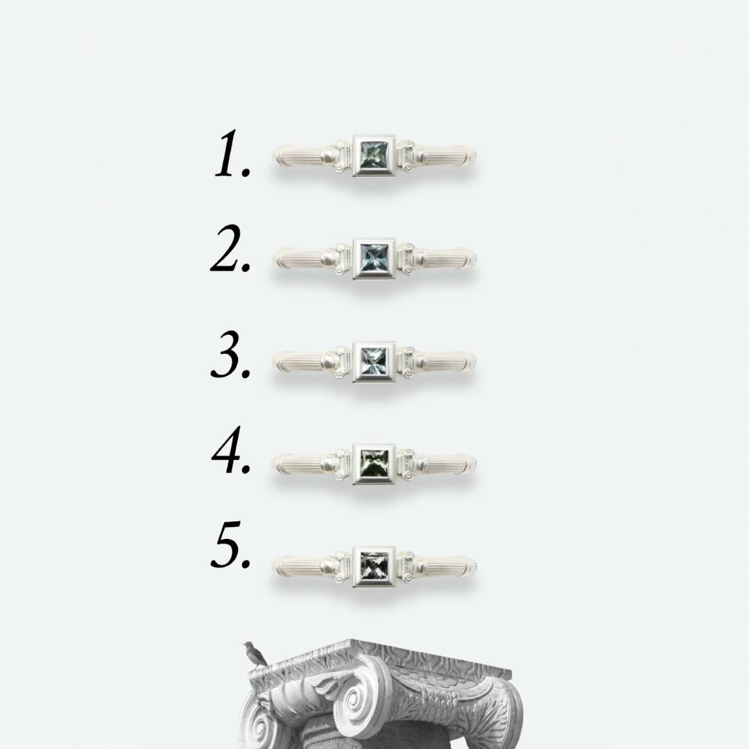 Silver Column Princess Ring With 3mm Sapphires