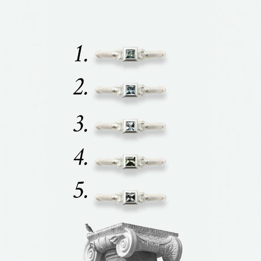 Silver Column Princess Ring With 3mm Sapphires