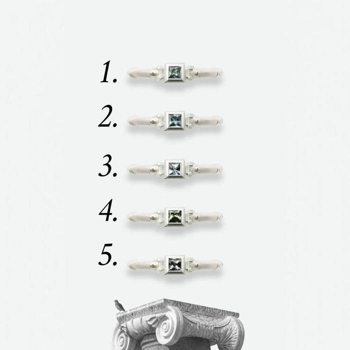 Silver Column Princess Ring With 3mm Sapphires