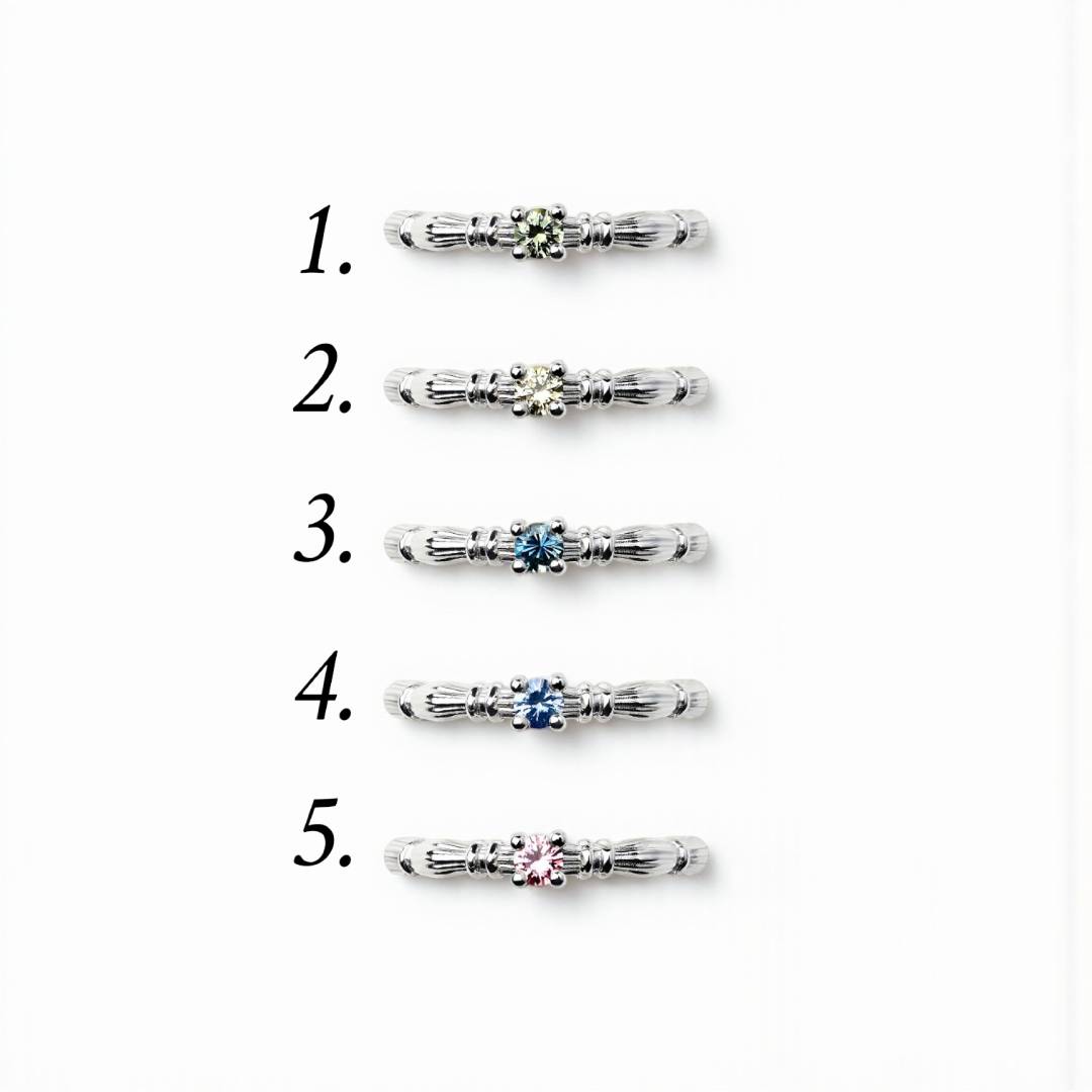 Silver Column Ring With 3.5mm Sapphires