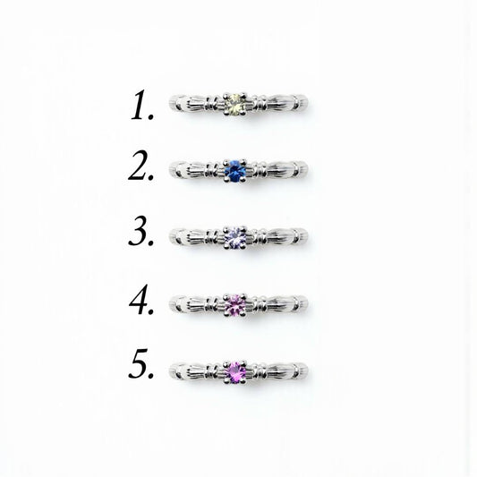  Sidabrinis Column Midi Žiedas Su 3.5mm Safyrais