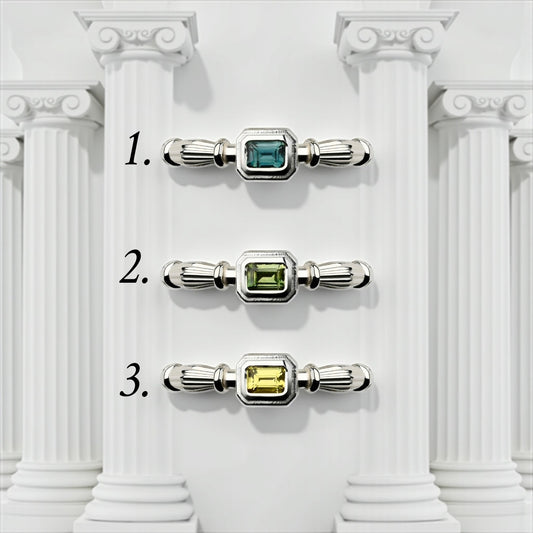 Silver Column Midi Ring With 3mm Sapphires