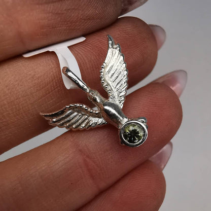 Silver Dove With Sapphire
