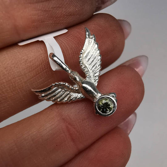 Silver Dove With Sapphire