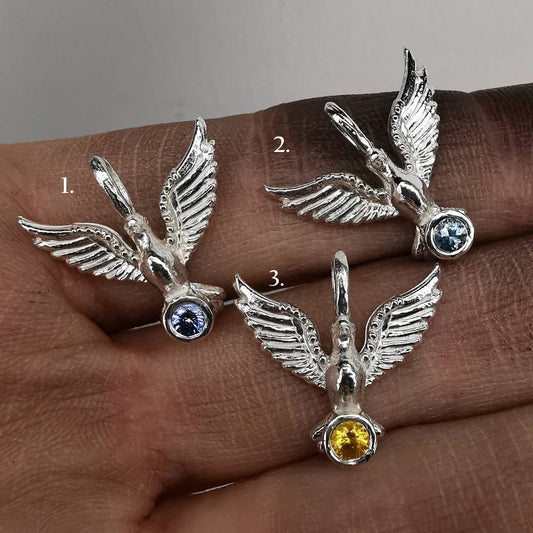 Silver Dove With Sapphire