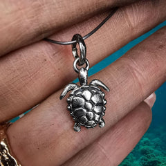 Oxidized Silver Turtle Pendant