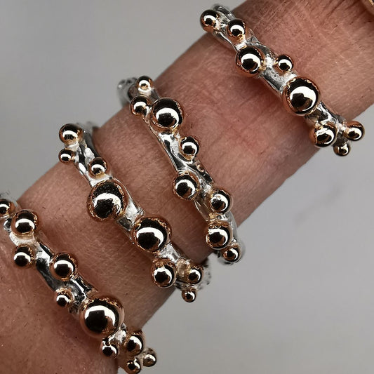 Silver Ring With Rose Gold Drops