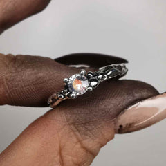 Silver Ring " Splashes " With 4mm Moonstone