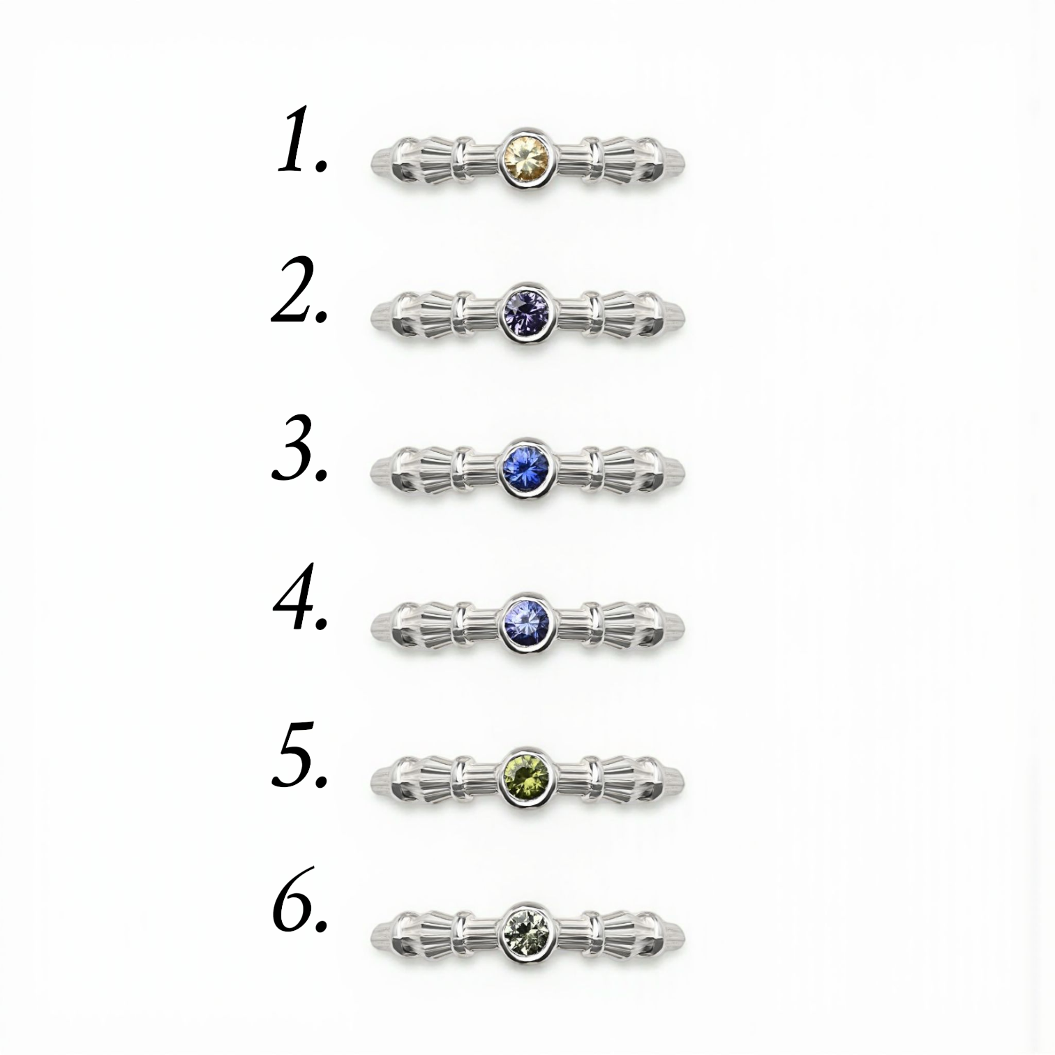 Silver Column Ring With 3mm Sapphires