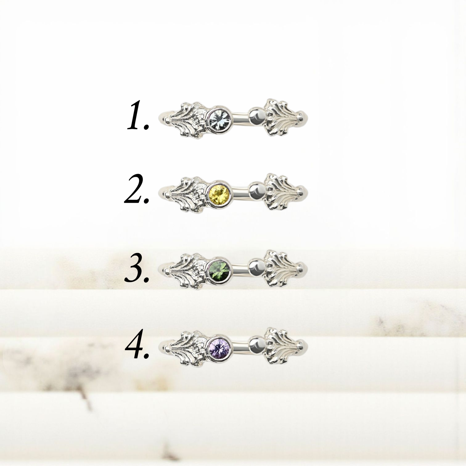 Silver Column  Midi Ring With 3mm Sapphires