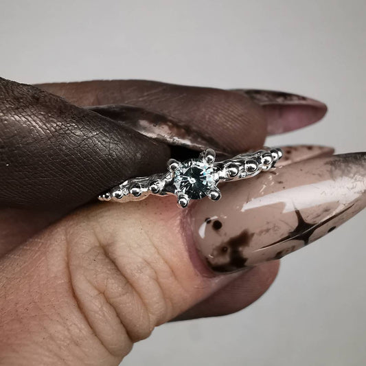 Silver Signature Ring With Sapphire