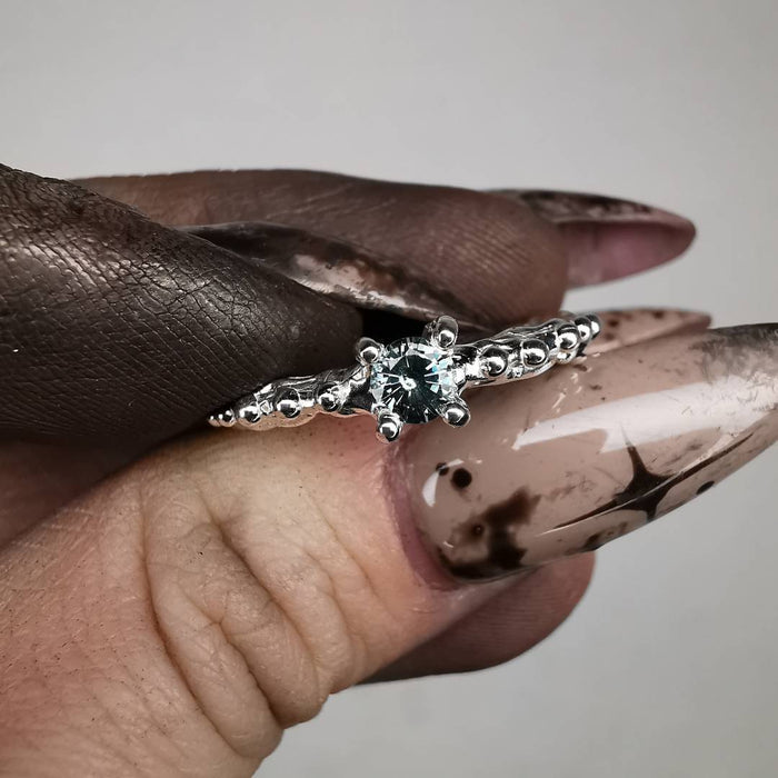 Silver Signature Ring With Sapphire